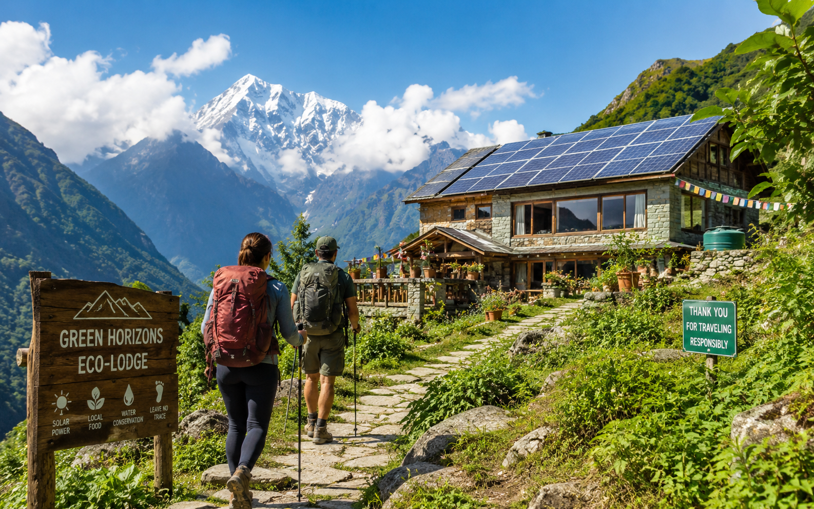 Hikers on a trail through old-growth forest